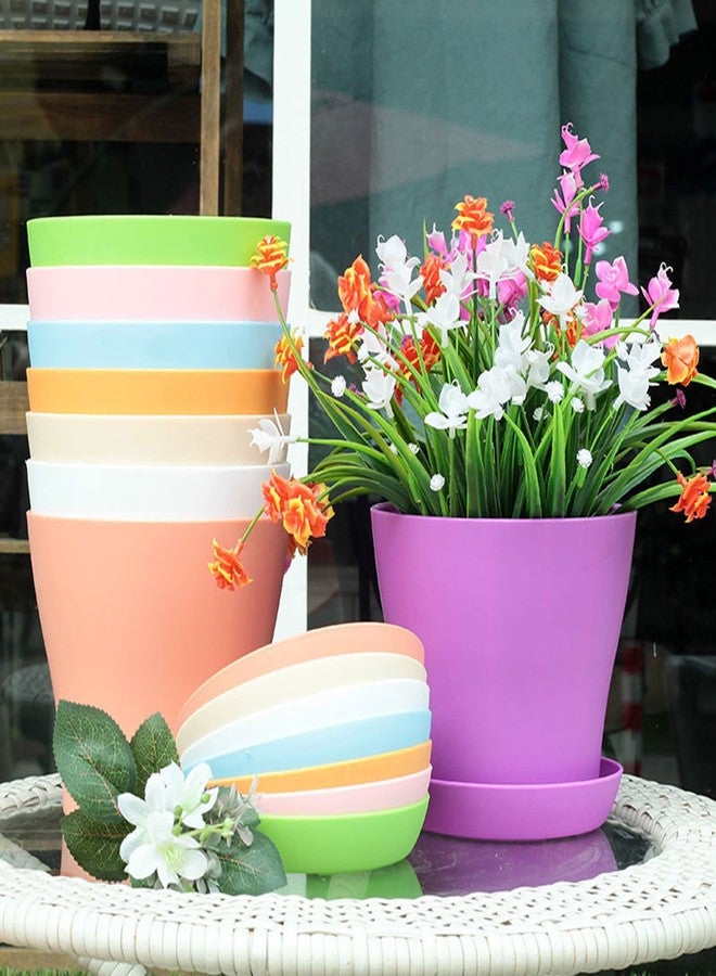 Tergy 50 Pack 4 Inch Plant Pots Bulk Small Plastic Planters Pots with Drainage Holes Flower Pot for Succulent, Cactus, Herb, African Violet (50pcs-Multicolor, 4Inches) - Image 4